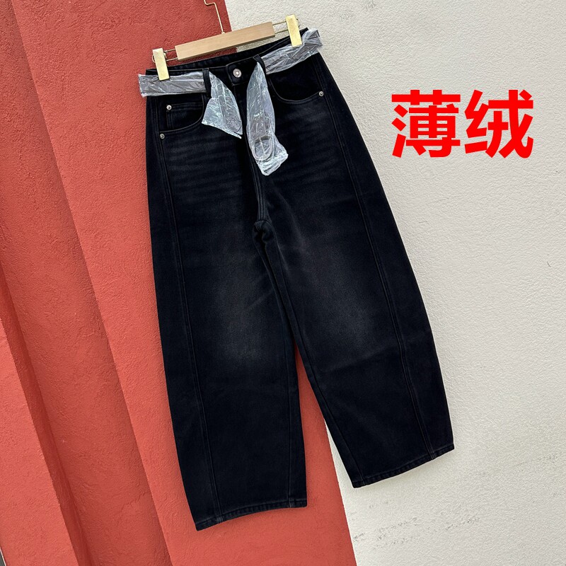 秋冬欧货正品Q FASHION JEANS酷希莱9789牛仔裤女磨毛薄绒弯刀裤