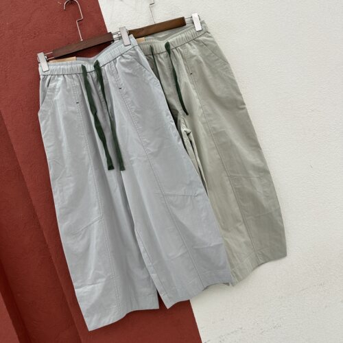 欧货HYFS JEANS红提子66269色布裤女夏款松紧腰九分弯刀裤休闲裤