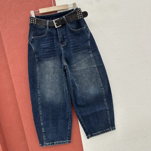 2026秋款FASHION JEANS蓝小妞20373牛仔裤女高腰压线弯刀裤九分裤