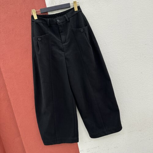 2026秋款QE FASHION嘉代26709休闲裤女高腰显瘦哈伦裤压线弯刀裤