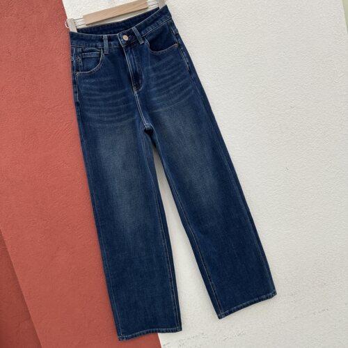 2026秋款YAK JEANS阿里莎莎87818显瘦绣花窄版直筒牛仔裤女拖地