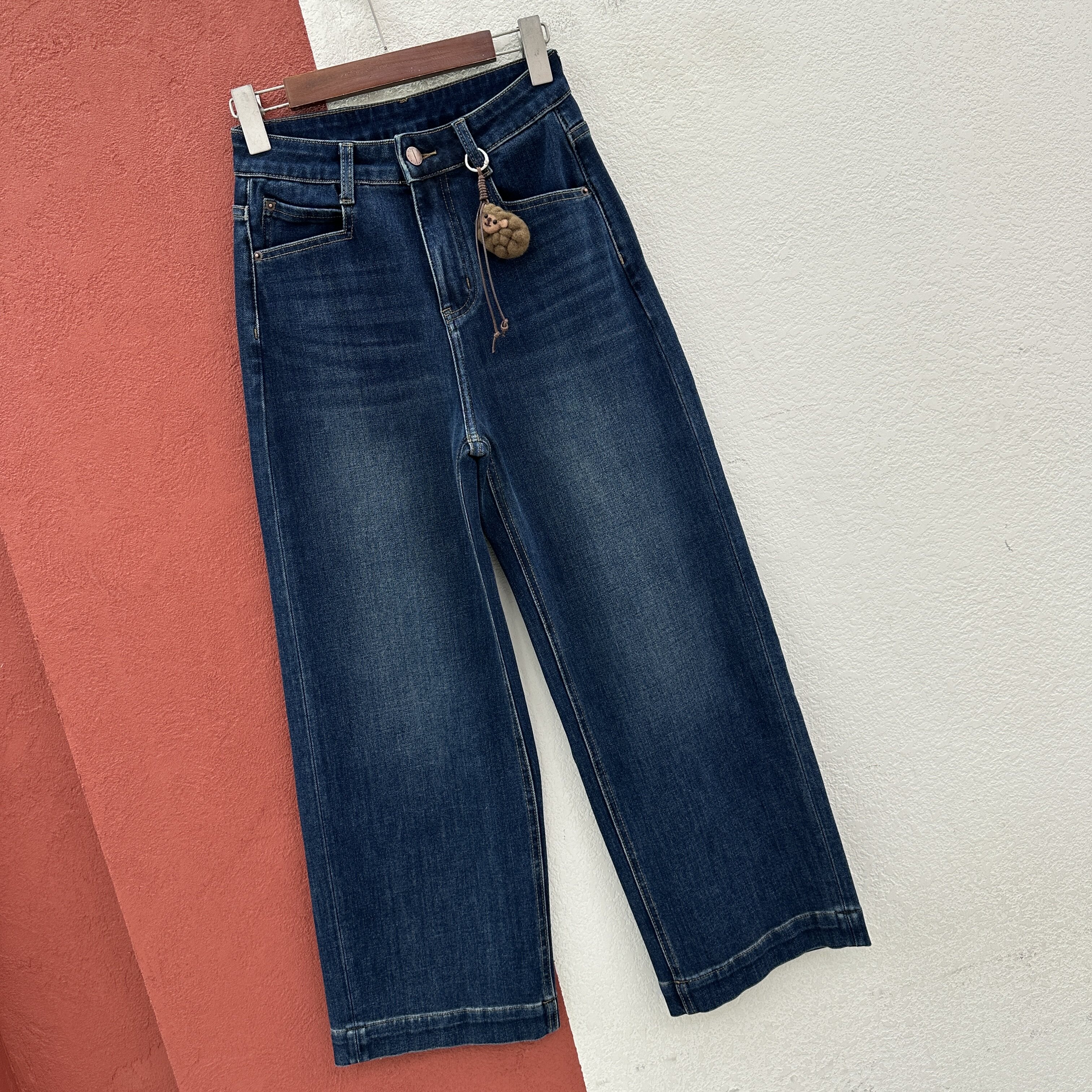 2026秋款JEANS酷希莱9777牛仔裤女高腰弹力绵羊直筒裤九分法棍裤