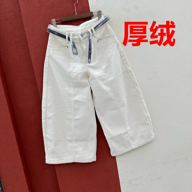 秋冬欧货FASHION JEANS 26773-4灯芯绒女厚绒压线八分靴裤弯刀裤