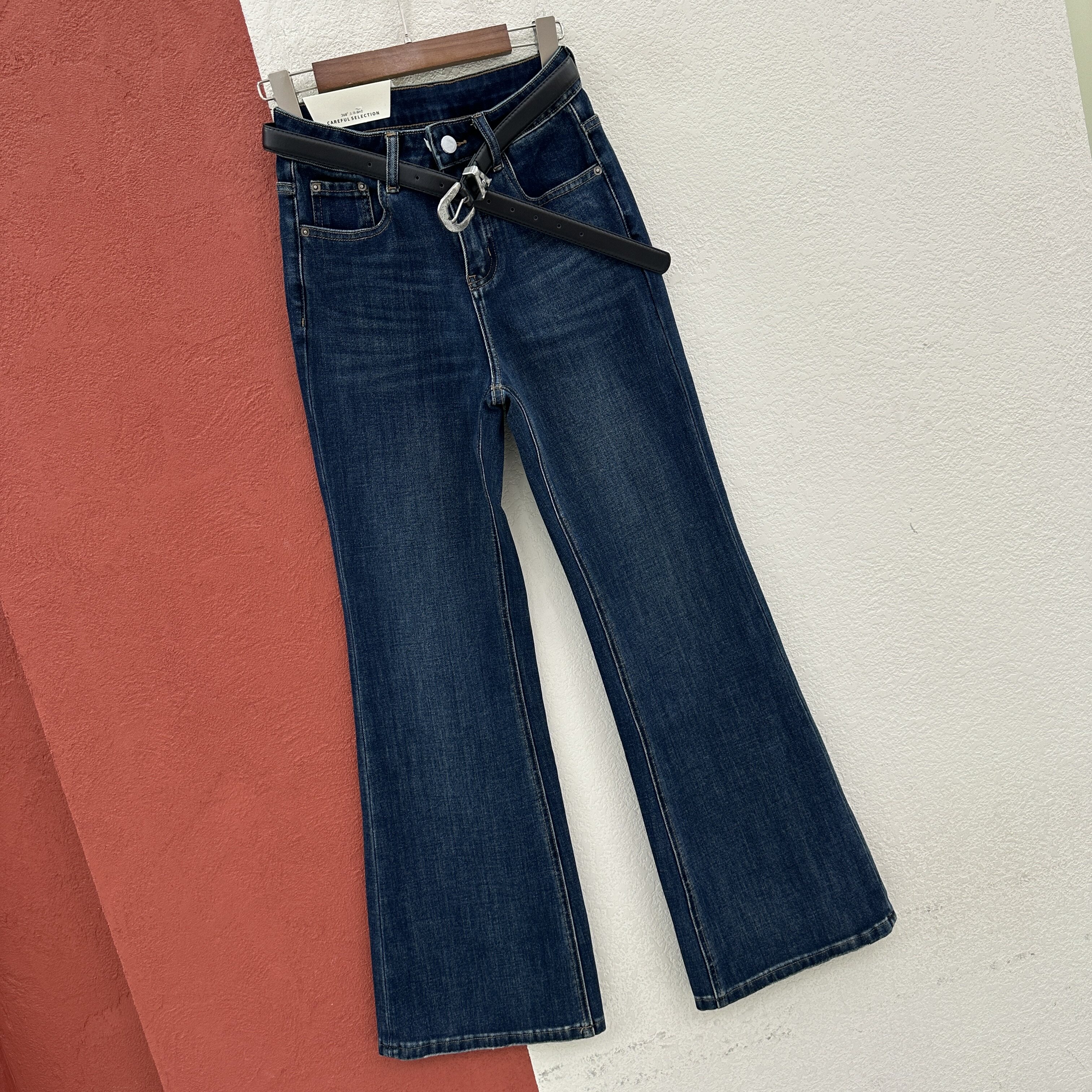 2026秋款JEANS QYL20100八面弹显瘦微喇牛仔裤女高腰喇叭裤拖地裤图片