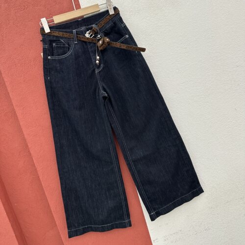 2026秋款FASHION JEANS壹流壹8258牛仔裤女高腰丹宁色九分阔腿裤