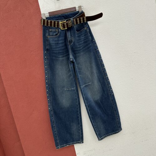 2026秋款JEANS酷希莱61602牛仔裤女高腰水洗蓝压花弯刀裤香蕉裤