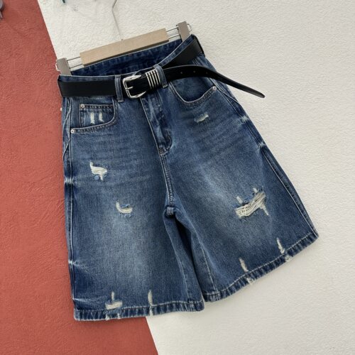 欧货JEANS韩酷莱66550牛仔短裤女夏款破洞五分裤薄料阔腿裤中裤