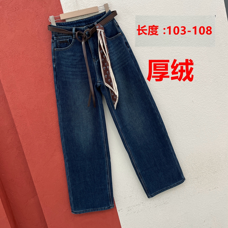 大冬季YAK JEANS阿里莎莎87152牛仔裤女大棉裤复合厚绒保暖直筒裤