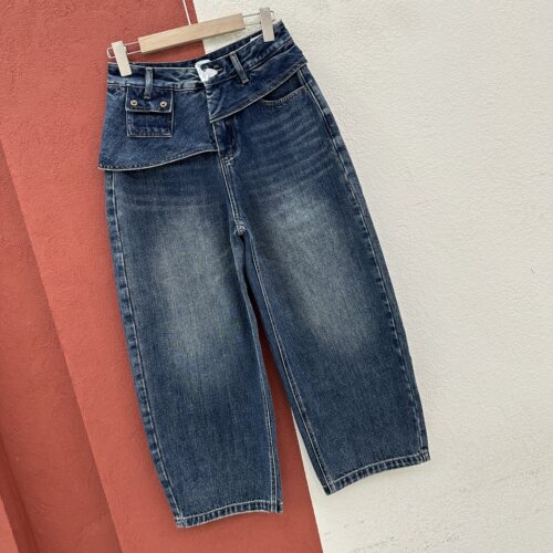 2026秋款N FASHION JEANS韩酷莱5603牛仔女九分假两件屁帘弯刀裤