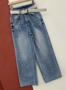 2026春款 YKK GDH过得好73223牛仔裤女高腰显瘦油漆点窄版直筒裤