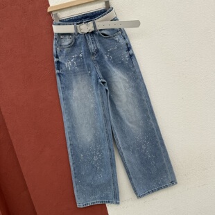 2026春款 YKK GDH过得好73223牛仔裤女高腰显瘦油漆点窄版直筒裤