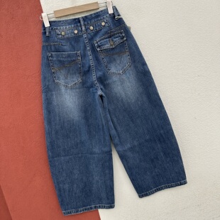 夏款欧货A FASHION JEANS阿凡牛5682牛仔裤女高腰九分破洞弯刀裤