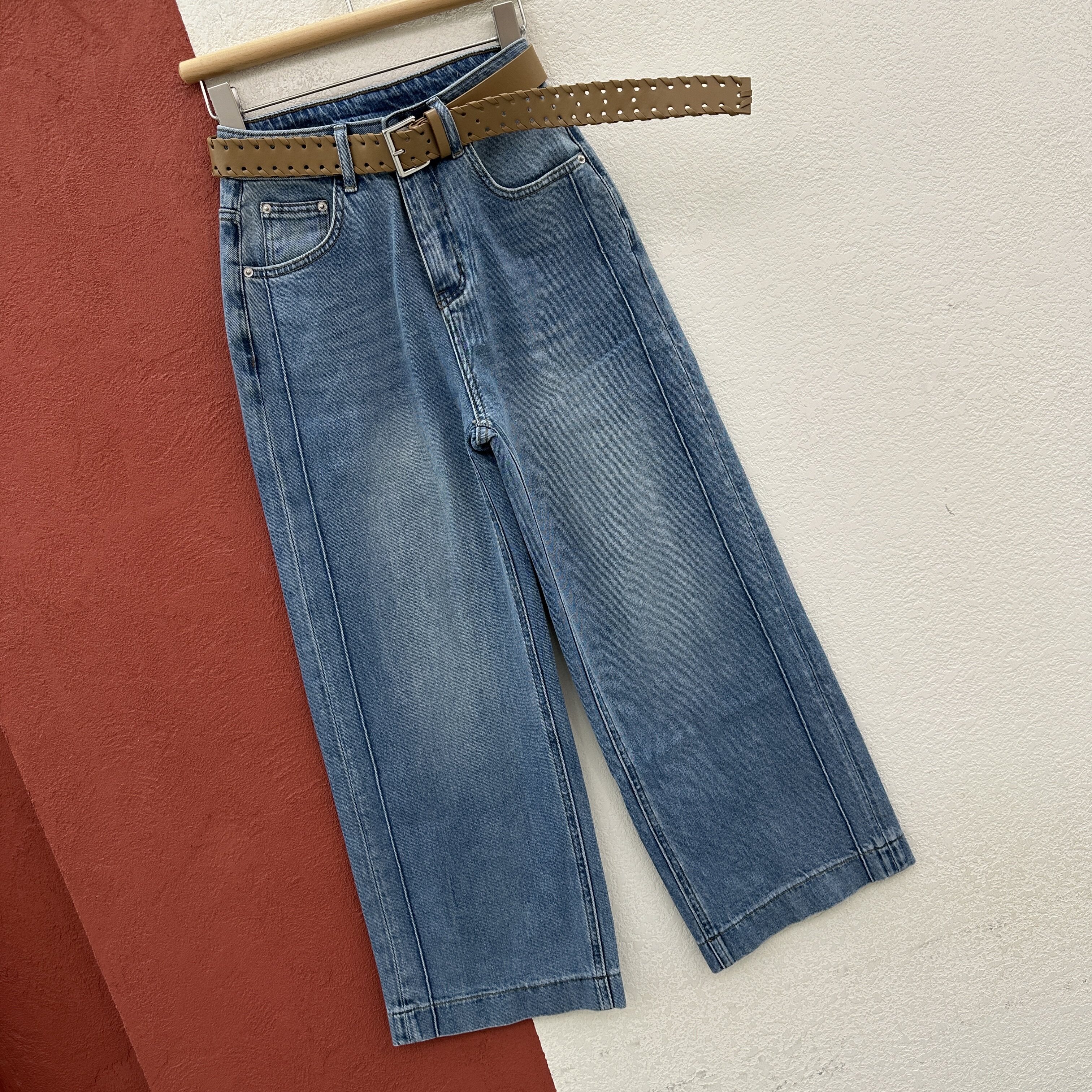 2026春款YKK GDH过得好73218牛仔裤女高腰显瘦压线直筒九分奶奶裤