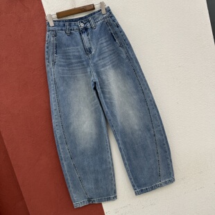 2026春款JEANS港恋68059牛仔裤女高腰显瘦压线弯刀裤皮牌月亮裤子