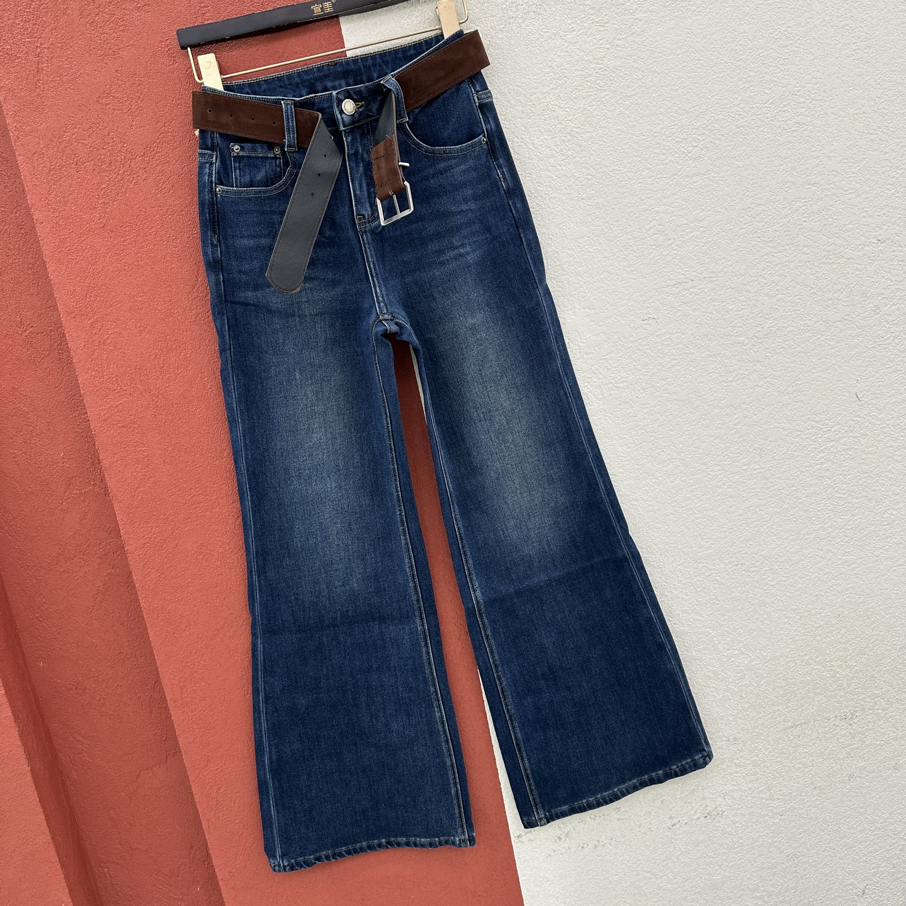 2026秋款JEANS Hioeny哈妮6807牛仔裤女高腰喇叭裤小个子微喇长裤图片