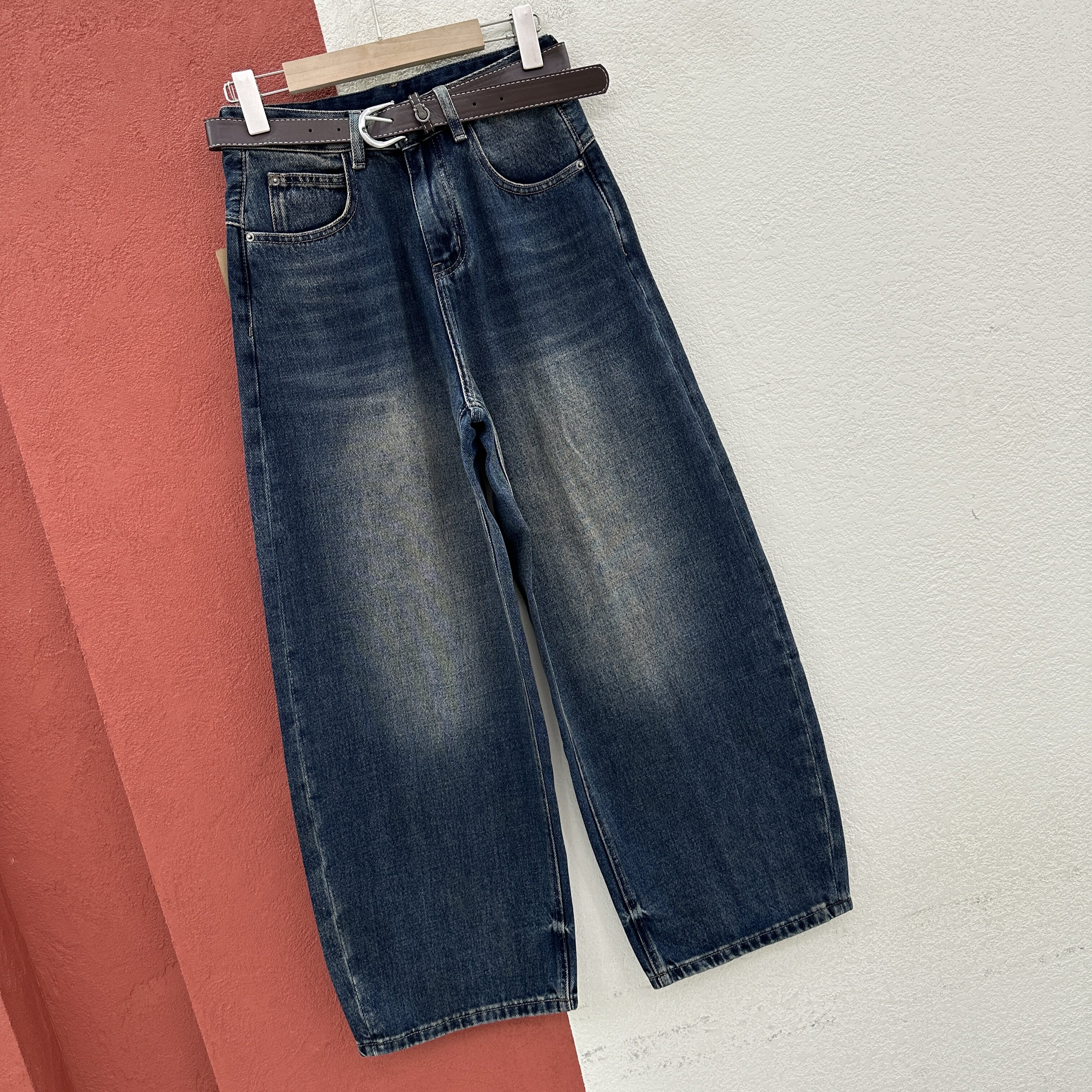 2026秋款CC JEANS2678牛仔裤女高腰宽松阔腿裤压线弯刀裤拖地裤