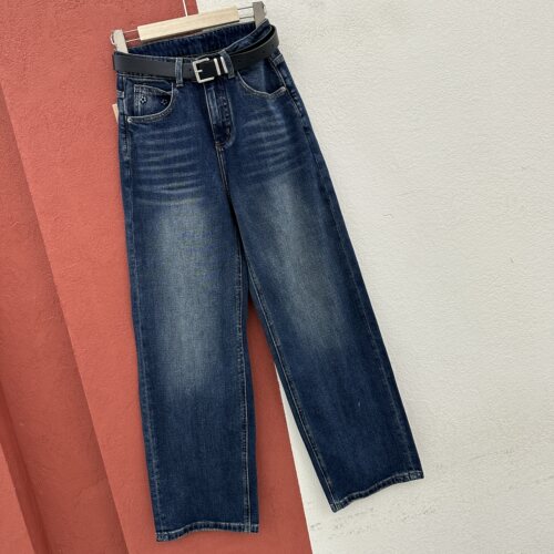 2026秋款FASHION JEANS壹流壹8248牛仔女高腰印花皮标窄版直筒裤