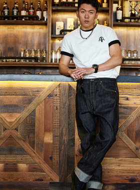 active region中国台湾AR摩托车赛车复古百搭直筒型牛仔裤男H001