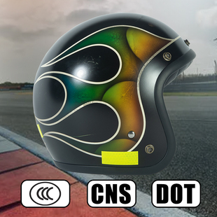 Active 复古彩绘旧化嬉皮火焰机车头盔半盔春夏 Region