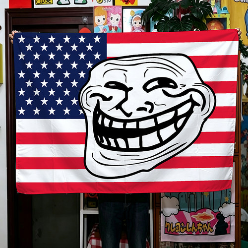 美式恶搞Trollface巨魔脸挂布创意背景布房间装饰遮光布艺挂毯