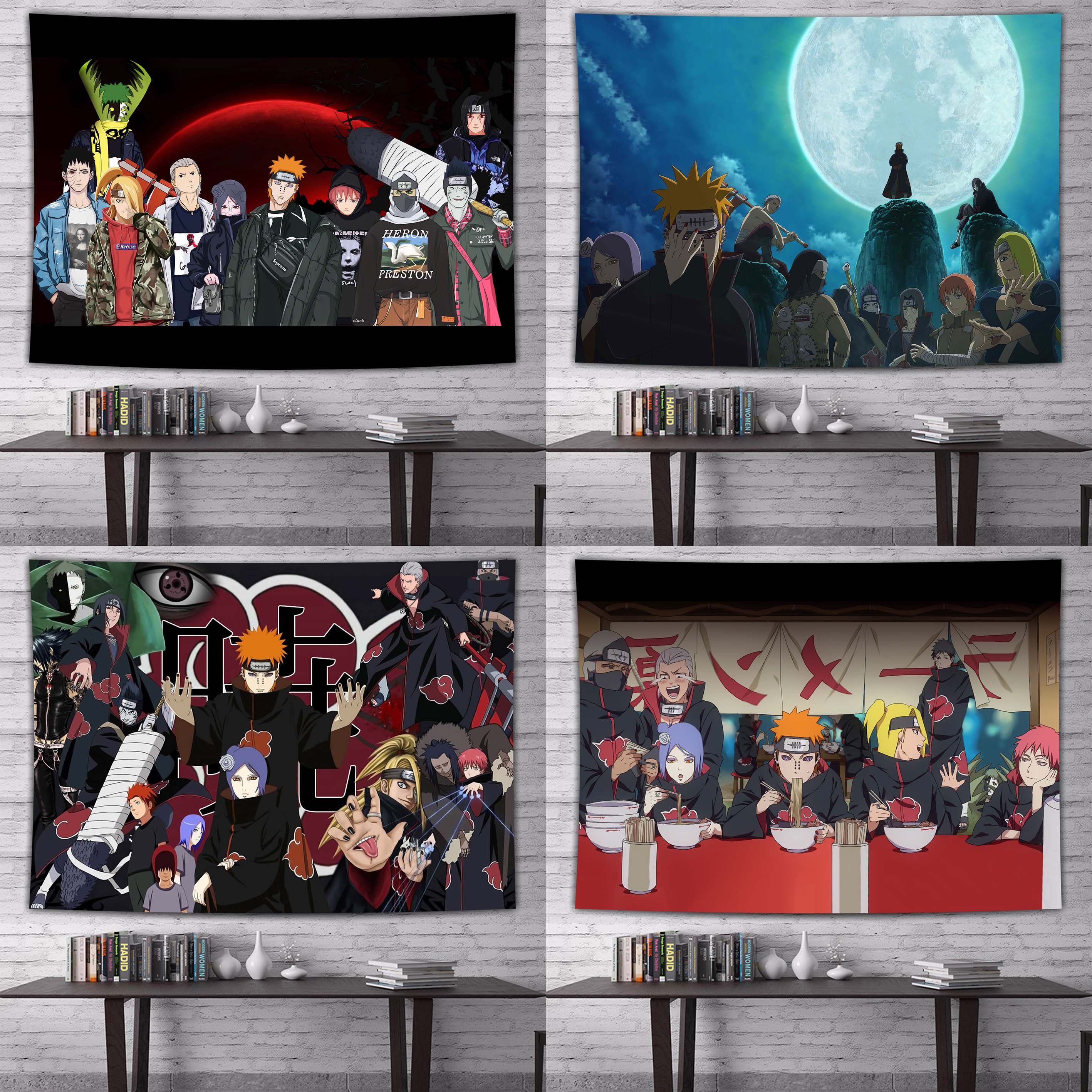 火影忍者晓组织动漫背景布ins挂布宿舍床头画布房间卧室装饰墙布