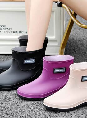 短筒低筒雨靴女士保暖胶鞋