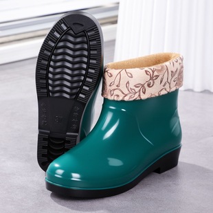 短筒保暖加绒雨靴低帮防水鞋女款四季厨房时尚成人女舒适防滑雨鞋