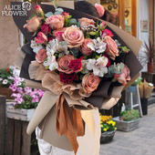 杭州鲜花速递同城卡布奇诺玫瑰郁金香花束爱人女友生日订送花上门