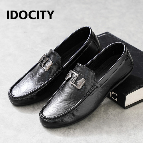 IDOCITY豆豆鞋男夏季新款男士商务休闲皮鞋高档软底透气乐福鞋子