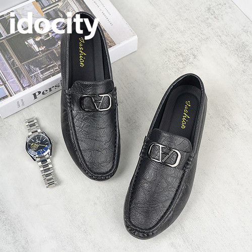 IDOCITY豆豆鞋男皮鞋2025春季新款懒人软底乐福鞋时尚英伦风男鞋