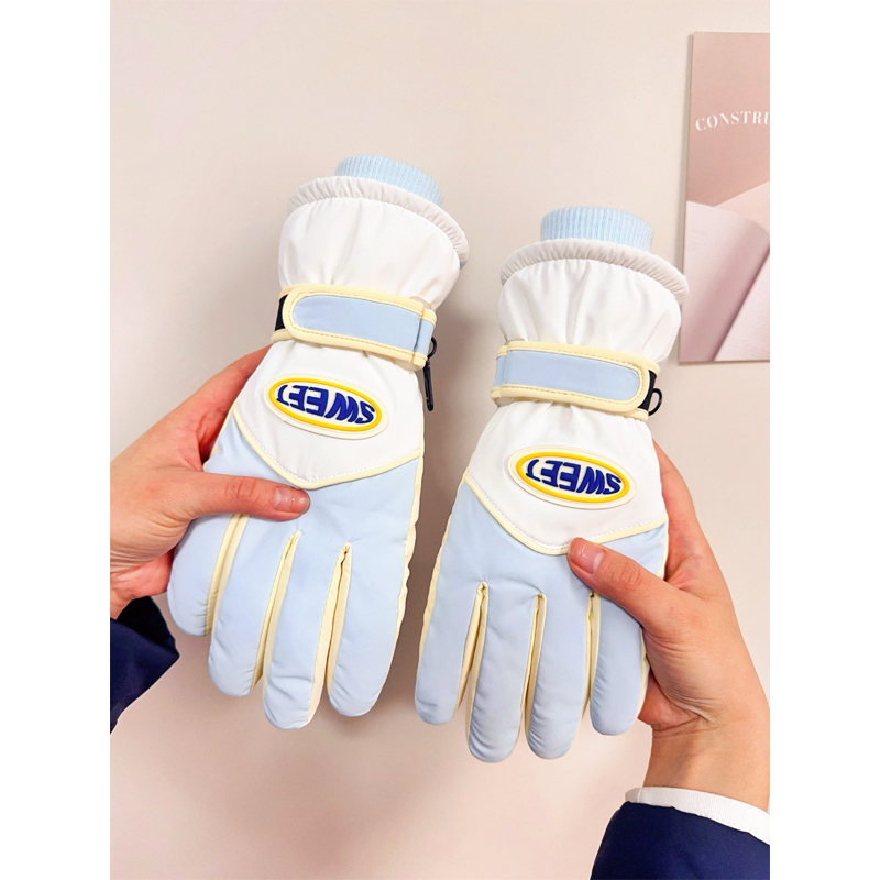 韩版可爱滑雪手套女冬季冬天触屏保暖骑行加绒加厚防寒防水骑电车