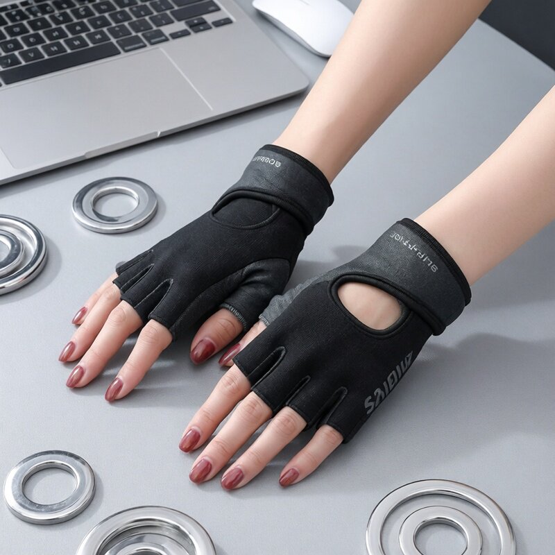 健身手套女薄款半指器械训练瑜伽动感单车透气防滑防起茧骑行运动