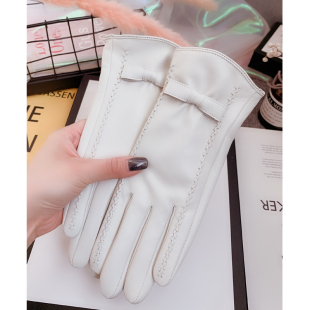 触屏加绒加厚薄防寒保暖骑行开车羊皮手套 真皮手套女冬天可爱韩版