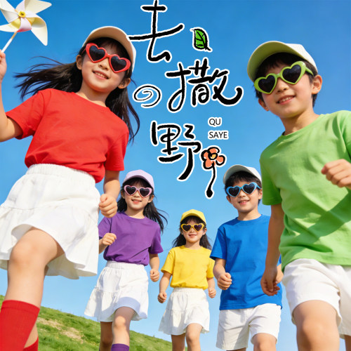 小学生彩色t恤班服六一表演服装