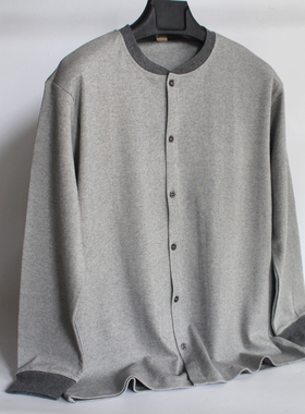 森鹅200斤加大中老年爸爸爷爷长袖T恤 条纹开衫 纯棉圆领秋衣4052