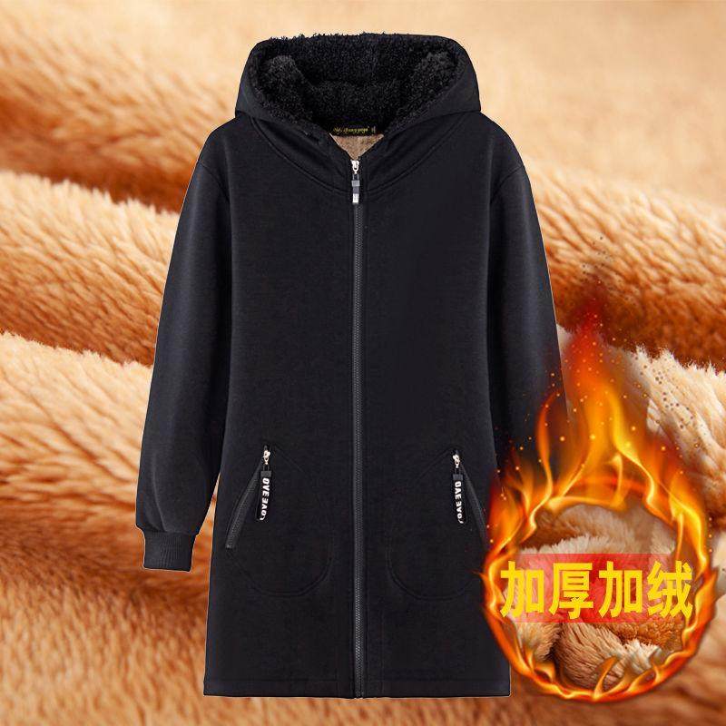 200斤大码羊羔绒女卫衣秋冬加绒加厚中长款显瘦宽松胖mm开衫外套