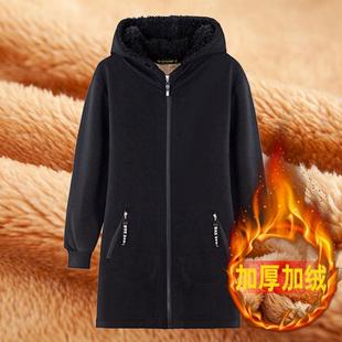 200斤大码羊羔绒女卫衣秋冬加绒加厚中长款显瘦宽松胖mm开衫外套
