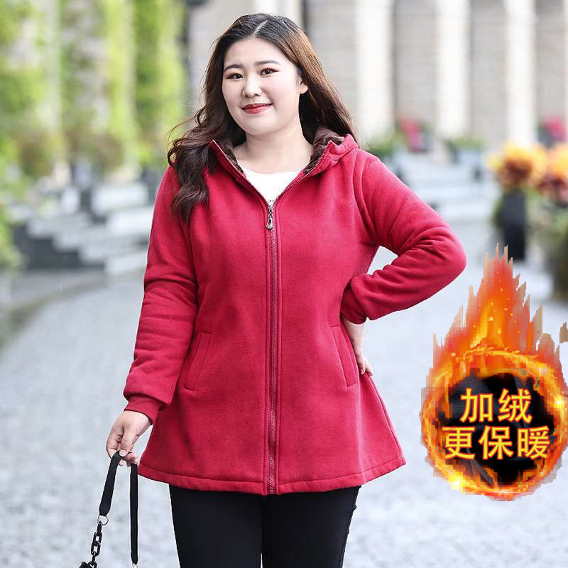 秋冬加绒重磅卫衣女新年红色卫衣