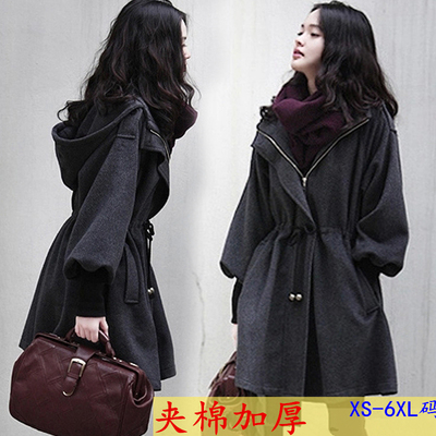 大码肥胖加棉保暖修身风毛呢外套