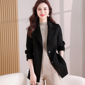 西装 小个子双面羊绒大衣大码 秋冬妈妈高端风衣洋气修身 羊毛呢外套