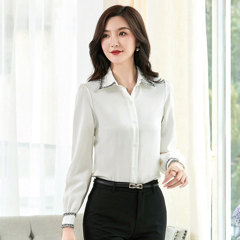 特大码职业白衬衫女洋气显瘦加大加肥女士春秋上衣200斤胖mm衬衣