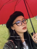 「关於」正确版 时髦精复古黑色猫眼眼镜框TR90防蓝光倒三角眼镜