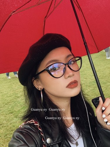 「关於」正确版！时髦精复古黑色猫眼眼镜框TR90防蓝光倒三角眼镜