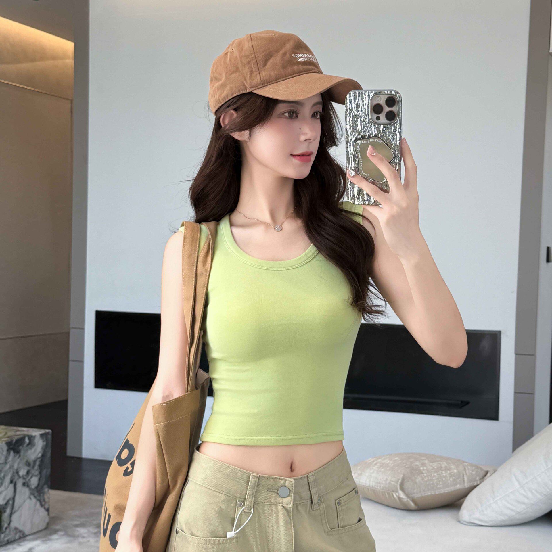 H358宽肩u领吊带背心女内搭夏季外穿遮副乳修身显瘦工字打底上衣