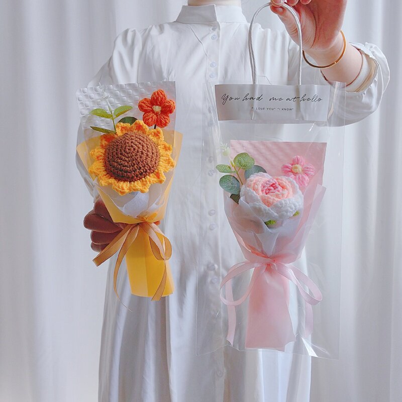 手工针织毛线花束成品38女神节送员工向日葵玫瑰实用礼品