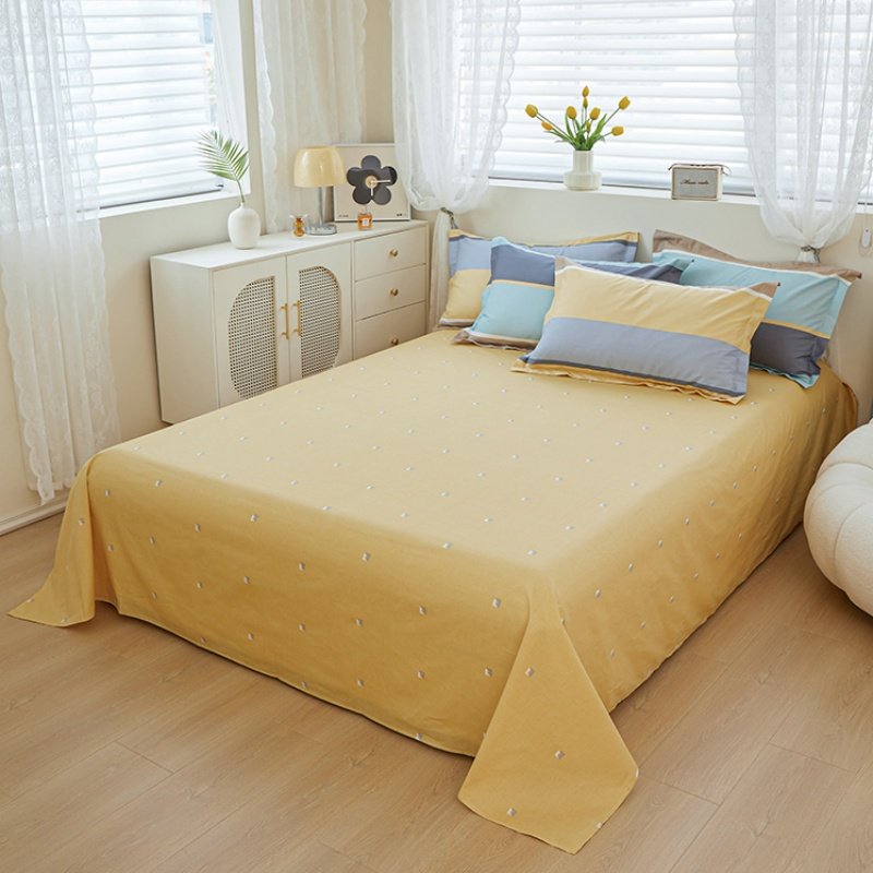 ins风小清新全棉床单单件麦子黄深黄色纯棉宿舍单人被单双人炕单