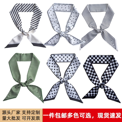 复古波点条纹真丝小方巾