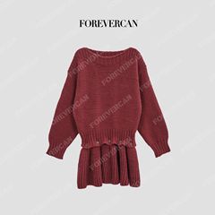 Forevercan女装2025新款帕斯托毛衣+半裙可拆卸时髦针织连衣裙