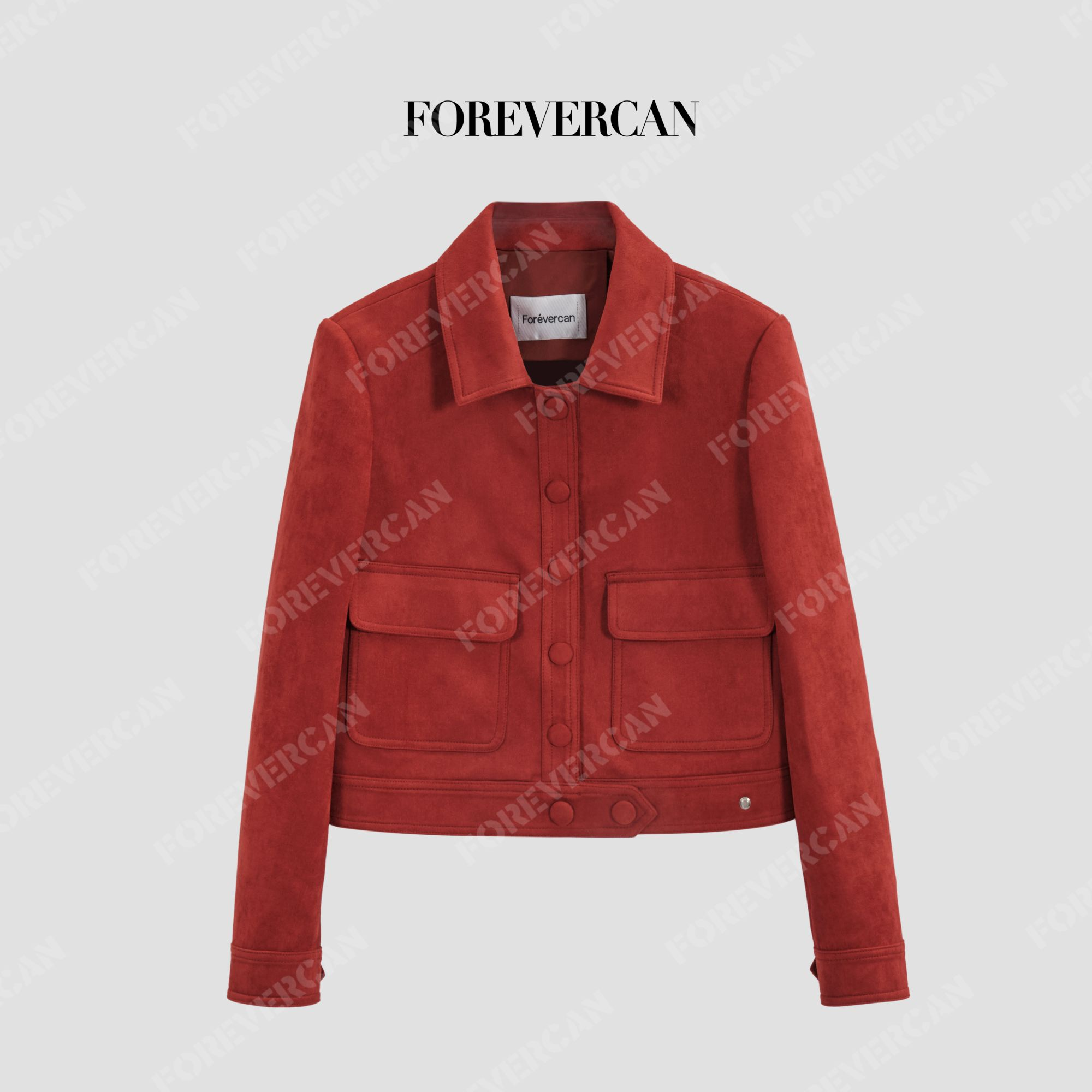 CAN秋季新款麂皮绒束腰夹克外套