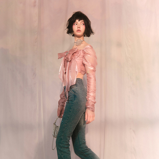 Forevercan女装夏季新款时尚复古牛仔裤高奢百搭名媛风高级感裤子